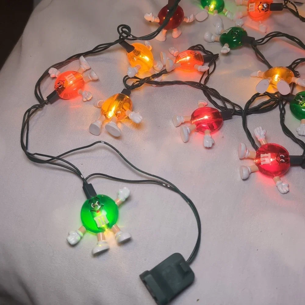 20x Vtg M & M Candy Figure Christmas String Light Covers Orange Red Green Yellow